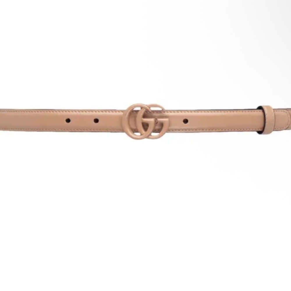 Gucci Beige Leather Belt with Iconic Logo
